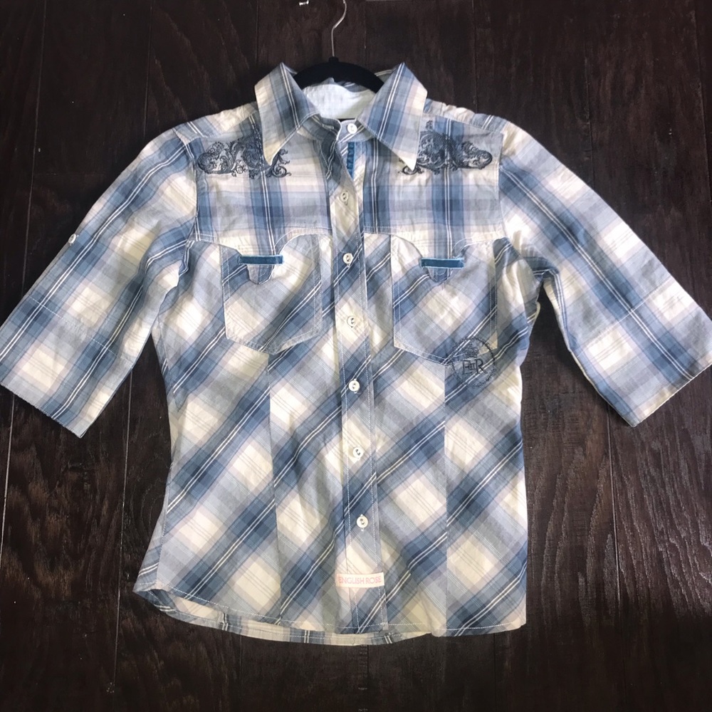 English Rose Plaid embroidered shirt